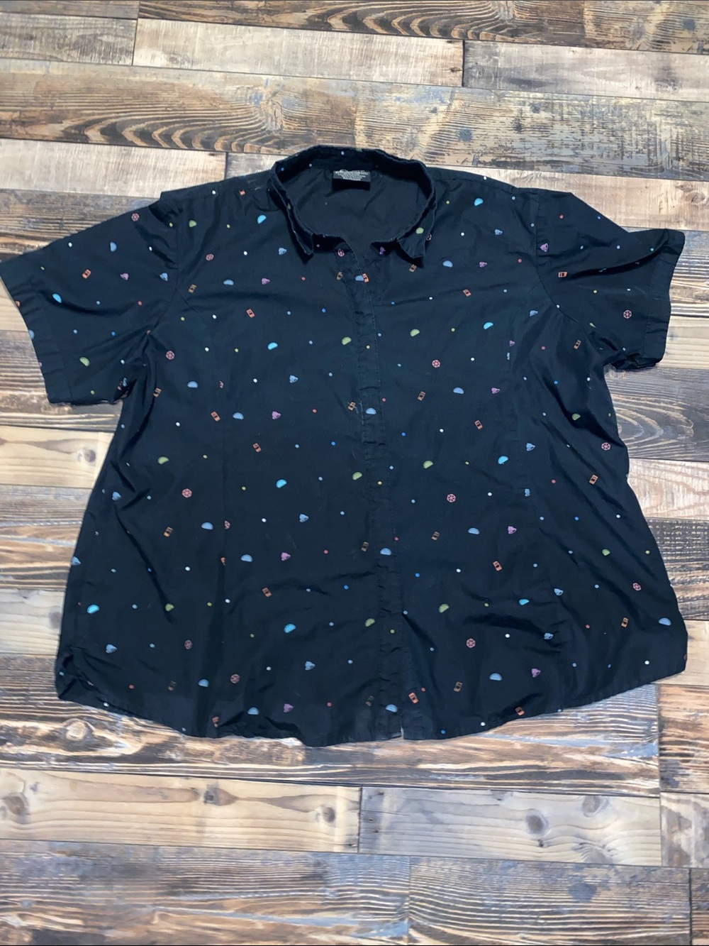 Taco Bell Women's Manager Blouse with Multicolor Mini taco print